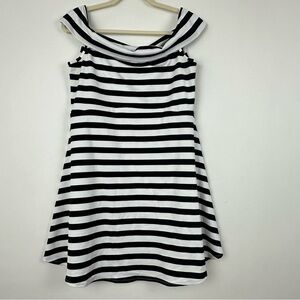 ASOS Design Maternity Dress Womens US 8 UK 12 Black White Striped Off Shoulder